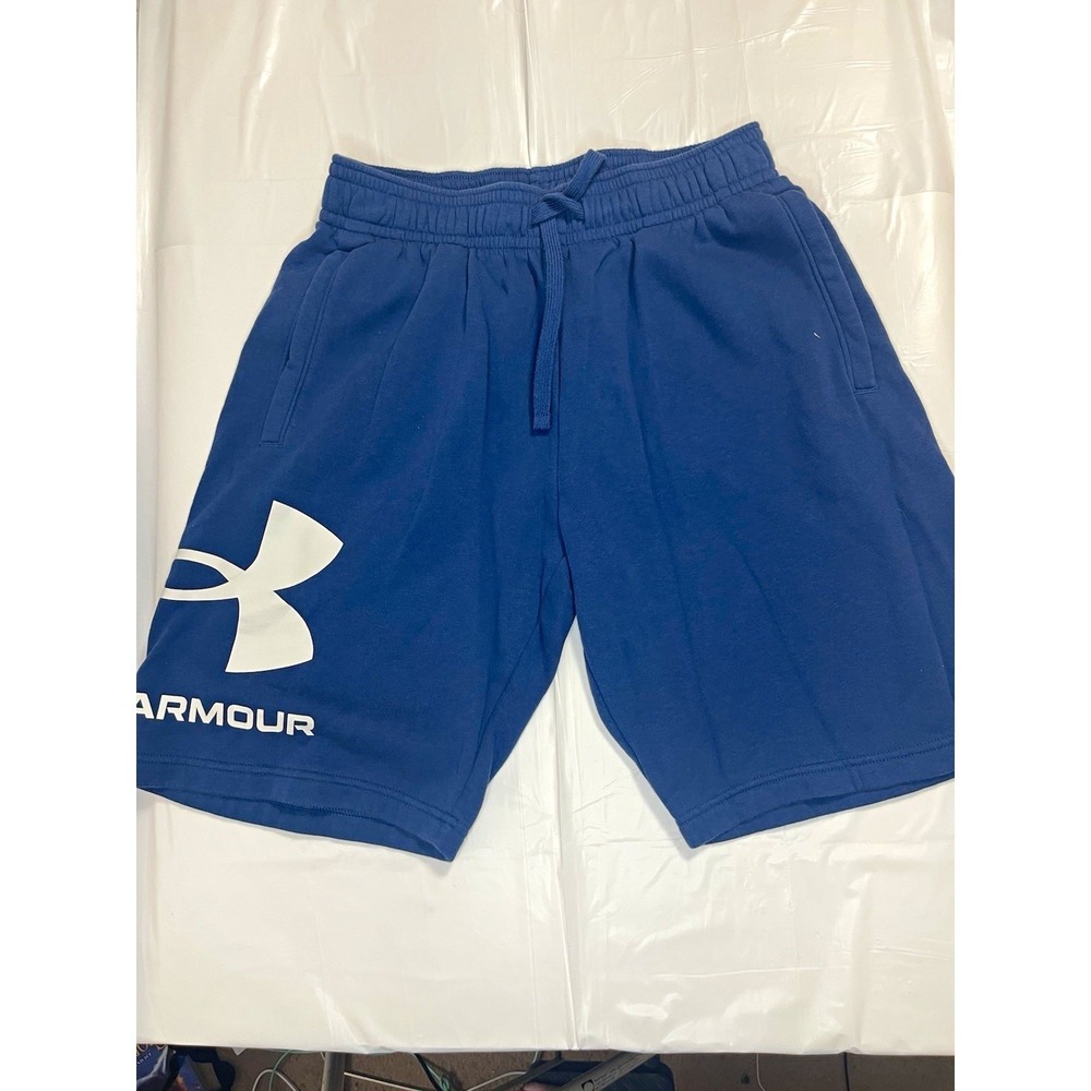 Under Armour Men's Blue Fleece Athletic Shorts M Loose Fit Drawstring Pockets